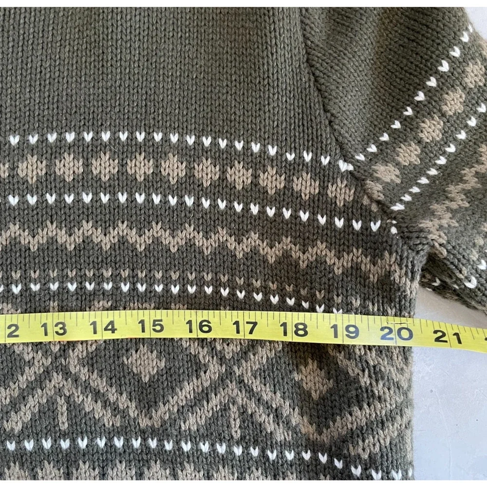 Banana Republic Fair‎ Isle Heritage Cottagecore Forest Green Grandpa Sweater L
